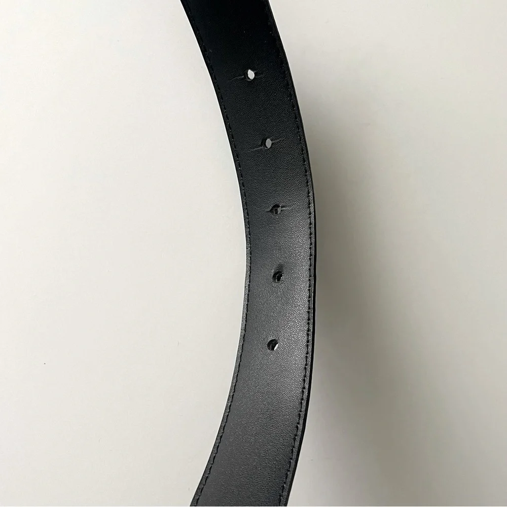 Genuine Leather Belt Black Brown Print Pattern Size 38 Unisex